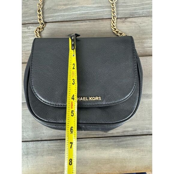 Michael Kors Bedford Flap Black Leather Front Chain Strap‎ Crossbody Bag - Picture 12 of 12